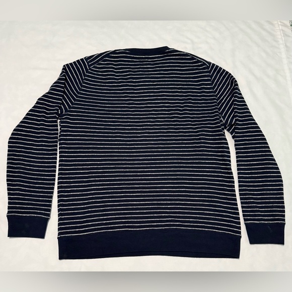 Fossil Blue and White Crewneck  Men’s Sweater with Nautical Stripes 100% Cotton - Picture 2 of 6